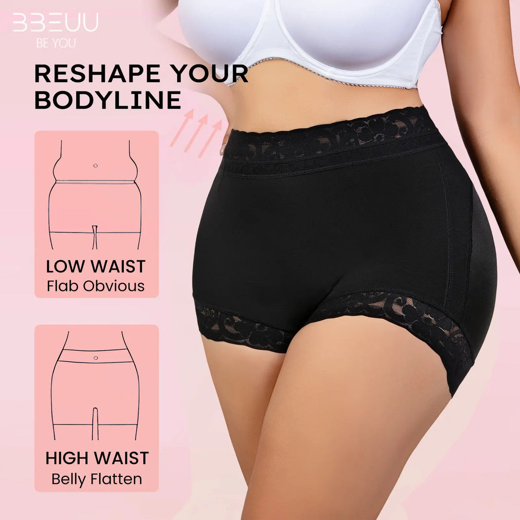BBEUU Women'S High Waist Shapewear Panty (3Pcs) - Anti-Slip Silicone Band, Stretchy Breathable Seamless, Tummy Control Butt Lifting, Minimalist Basic Womenswear with Multi Colors for Everyday Confidence
