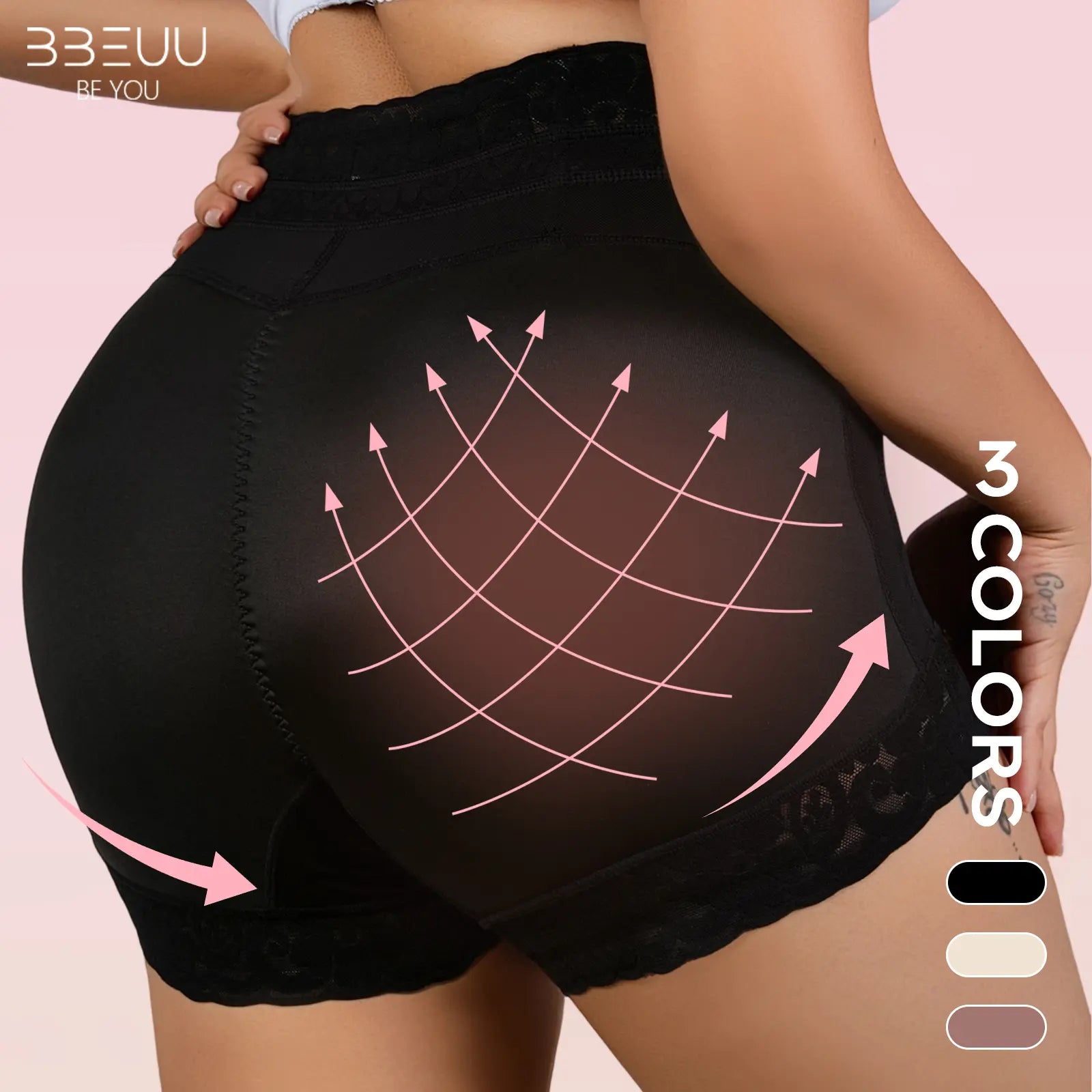 BBEUU Women'S High Waist Shapewear Panty (3Pcs) - Anti-Slip Silicone Band, Stretchy Breathable Seamless, Tummy Control Butt Lifting, Minimalist Basic Womenswear with Multi Colors for Everyday Confidence