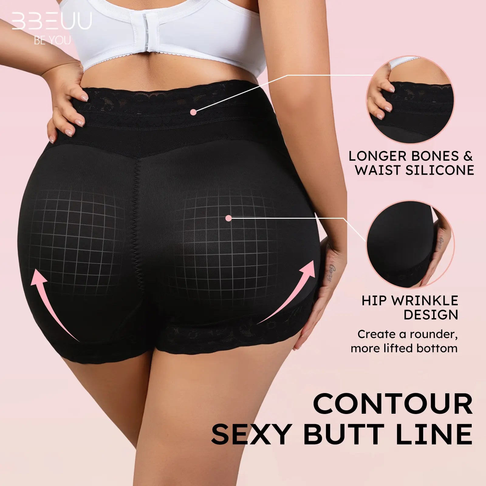 BBEUU Women'S High Waist Shapewear Panty (3Pcs) - Anti-Slip Silicone Band, Stretchy Breathable Seamless, Tummy Control Butt Lifting, Minimalist Basic Womenswear with Multi Colors for Everyday Confidence