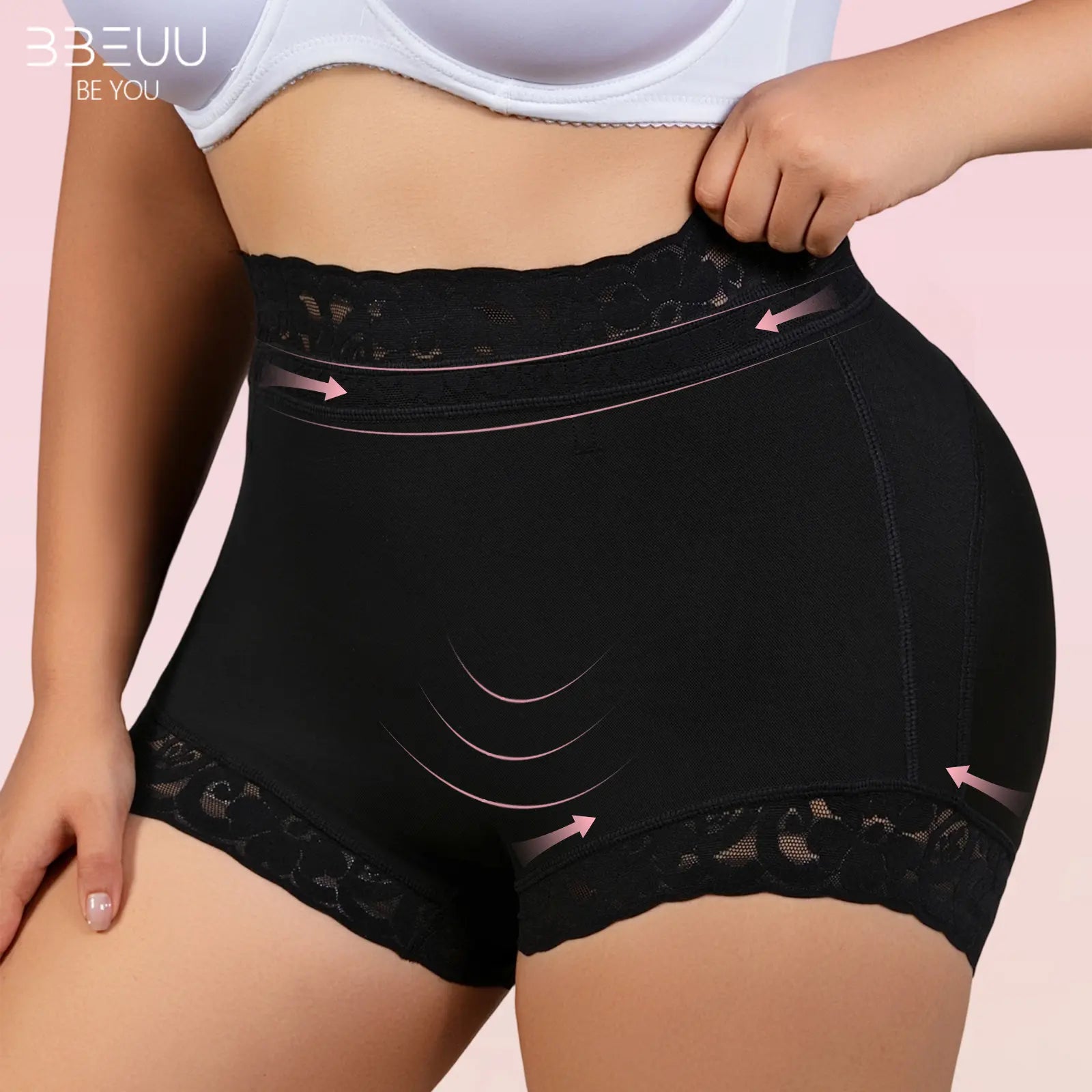 BBEUU Women'S High Waist Shapewear Panty (3Pcs) - Anti-Slip Silicone Band, Stretchy Breathable Seamless, Tummy Control Butt Lifting, Minimalist Basic Womenswear with Multi Colors for Everyday Confidence